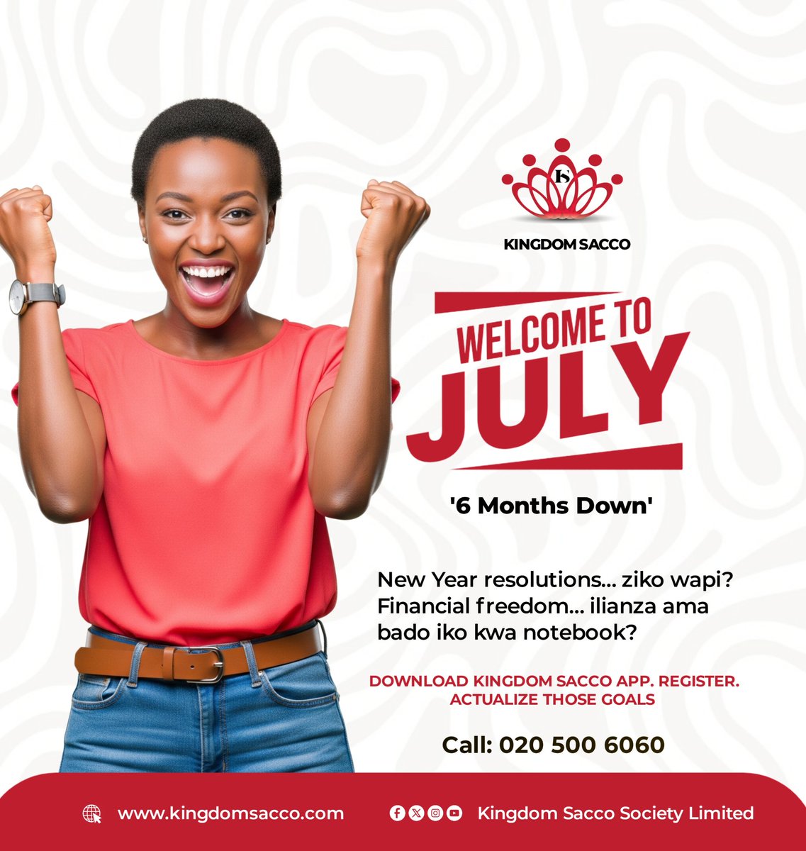 Remember January 1st?
Now it’s July…
So… how far are you to your financial freedom? Ama bado iko kwa notebook?

Join us this Friday, and learn how to build a Profitable and Sustainable Business.

For more info visit: bit.ly/4lzNHI4

#KingdomSacco #KingdomSaccoApp