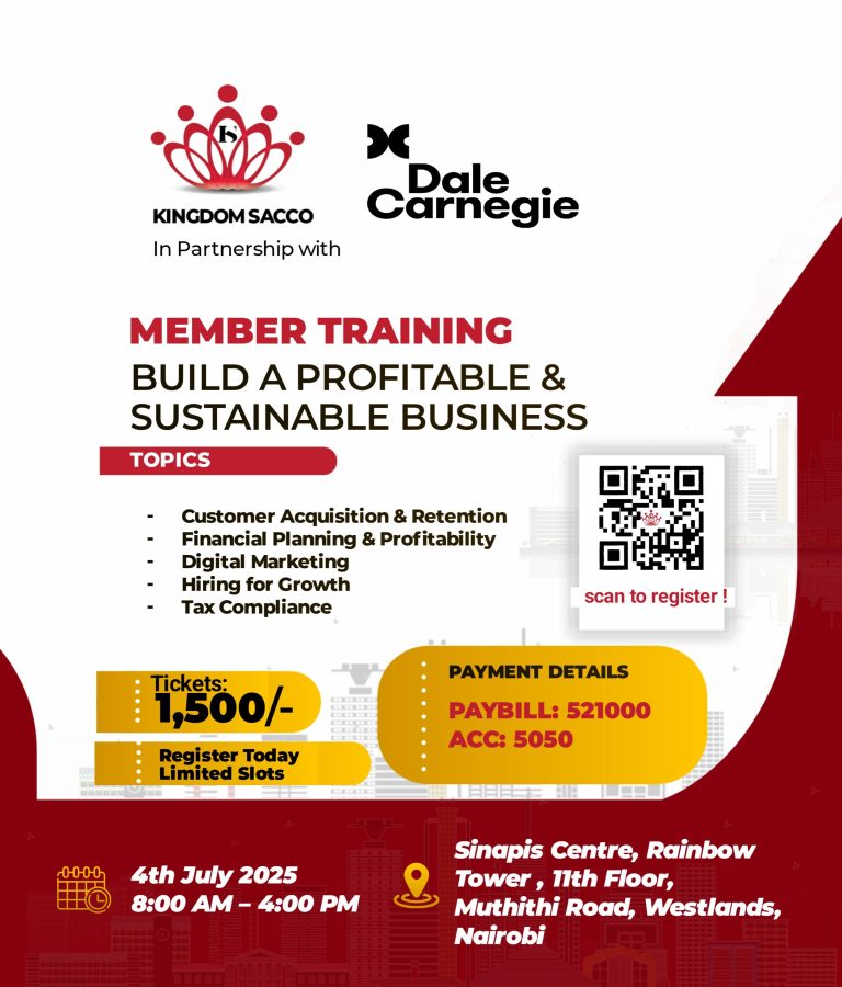 Want to scale your business, master digital marketing and manage finances better? Our Business Growth training is for you.

Join us this Friday. Limited slots! Reserve now: bit.ly/4lzNHI4

#KingdomSacco #Sacco #Loans #Kmrc