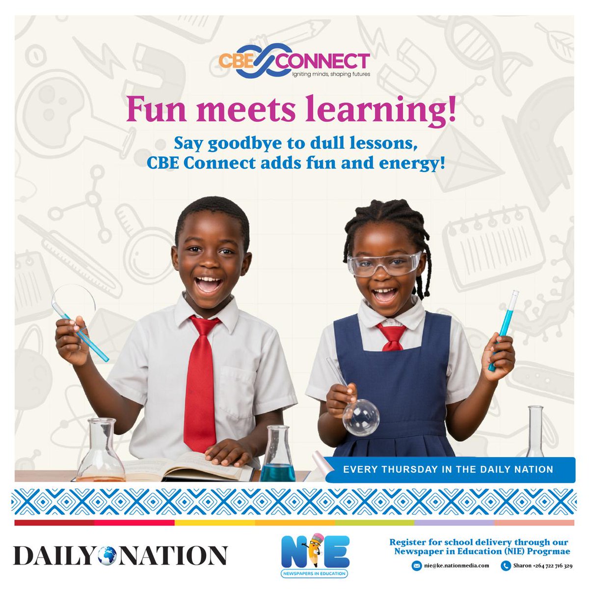 Say goodbye to dull lessons and and Hello to Fun learning 🤓 with #CBEConnect.

🔥CBE Connect adds fun and energy  in learning.

📅Every Thursday in the Daily Nation.

Don't forget to grab your copy from your nearest vendor or

📧Register for school delivery: