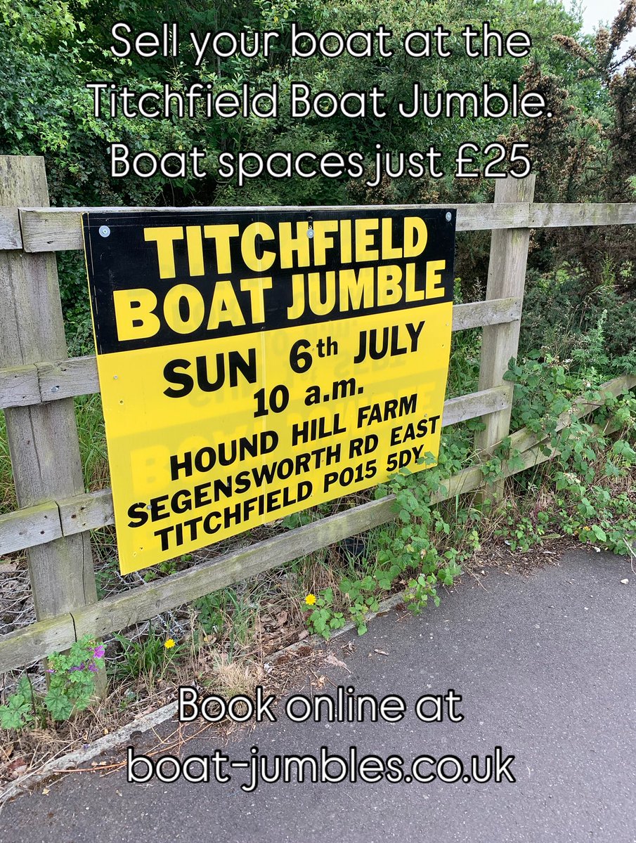 This Sunday  6th July !!! From 10am
The Titchfield Boat Jumble at
Hound Hill Farm, Segensworth Road East. Titchfield PO15 5DY (j9 m27)
Adult entry £5
Seller spaces from £25
#boat #boatjumble #sailing #fishing #antiques
