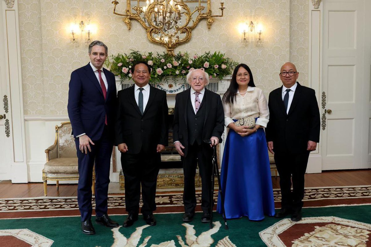 Irish Embassy Manila (@irlembmanila) on Twitter photo 🇮🇪🤝🇵🇭
It’s official, we’d like to congratulate the Ambassador of the Philippines to Ireland, H.E. Daniel Espiritu who yesterday, presented his credentials to <a href="/PresidentIRL/">President of Ireland</a>
We look forward to working together, further strengthening ties between Ireland and the Philippines 🇮🇪🤝🇵🇭
It’s official, we’d like to congratulate the Ambassador of the Philippines to Ireland, H.E. Daniel Espiritu who yesterday, presented his credentials to <a href="/PresidentIRL/">President of Ireland</a>
We look forward to working together, further strengthening ties between Ireland and the Philippines
