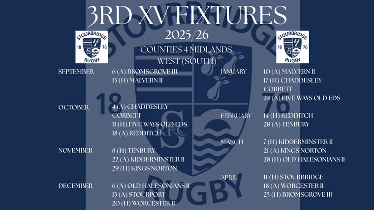 Stourbridge 3rd XV Fixture News! #Pitchero
stourbridgerugby.com/news/stourbrid…