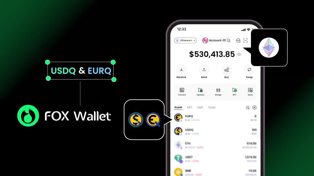 FoxWallet's tweet image. 🚀@FoxWallet now supports $USDQ &amp;amp; $EURQ on @ethereum!

🇳🇱 $USDQ &amp;amp; $EURQ are 1:1 fiat-backed stablecoins, MiCAR-ready &amp;amp; issued under Dutch Central Bank supervision.

🔐Secure, regulated &amp;amp; 102% backed—experience trusted euros and dollars on-chain with #FoxWallet!