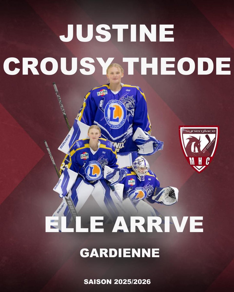 Info via <a href="/SamPanon51/">Samuel 🎶⭐️⭐️™🇫🇷</a> &amp; communiqué du club de Metz :
la gardienne des Bleues 🇨🇵 Justine Crousy Theode quitte les Phénix de Reims et signe à Metz en D3, elle sera le rempart des Graoullys 🐉 !