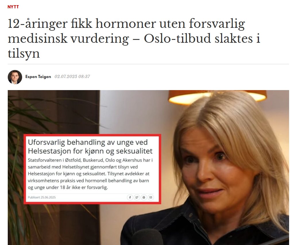 Statsforvalteren slakter Helsestasjon for kjønn og seksualitet i Oslo (HKS) for alvorlige lovbrudd.

Barn ned i 12-årsalderen fikk hormoner og pubertetsblokkere etter bare én samtale eller to. De Fortsatte å gi hormoner til et barn, selv om foreldrene trakk samtykket.