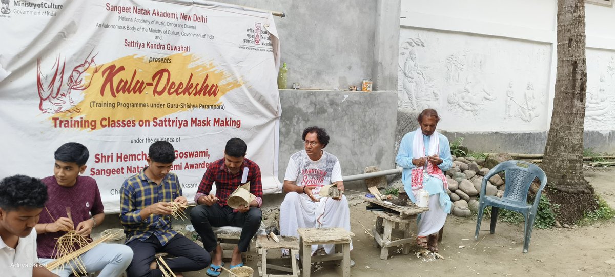Glimpses of an ongoing training programme on Sattriya Mask Making under the guidance of Guru Shri Hemchandra Goswami, SNA Awardee, Chamaguri Sattra, Majuli, under Kala-Deeksha series of the Sangeet Natak Akademi, New Delhi.

#music #dance #drama #artist #folk #culture