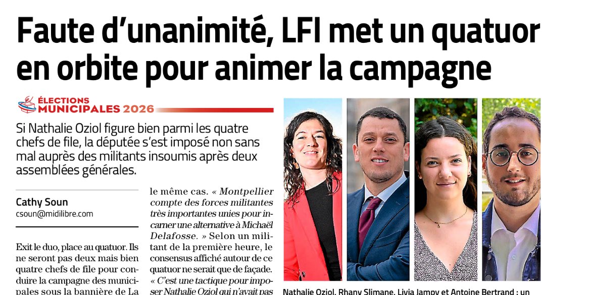 Le choix de LFI à #Montpellier, désigner ceux qui ont fait l’alliance avec un milliardaire pour tenter de faire battre le rassemblement de la gauche et des écologistes en 2020, ceux qui combattent la gratuité des transports en commun en œuvre depuis 2023…
Parallèlement ce