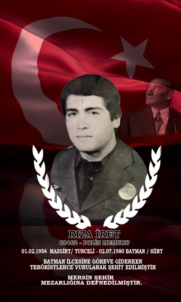 Şehadetinin Sene-i Devriyesinde Şehidimiz Rıza İRET ve Aziz Vatanımız uğruna şehadete eren tüm Şehitlerimizi rahmet, minnet ve şükranla anıyoruz. RUHUN ŞAD OLSUN ŞEHİDİM...