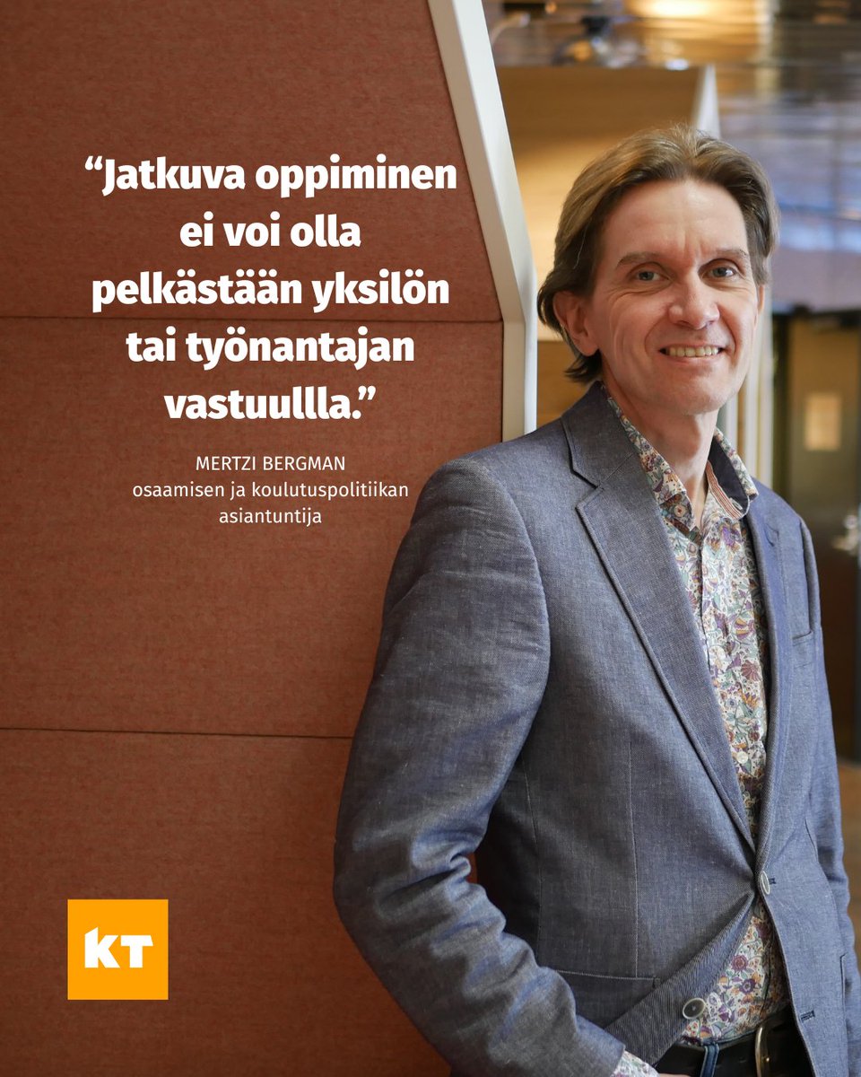 Kunta- ja hyvinvointialuetyönantajat KT (@kttyonantaja) on Twitter photo ”#JatkuvaOppiminen ei voi olla pelkästään yksilön tai työnantajan vastuulla.” Osaamisen ja koulutuspolitiikan asiantuntijamme <a href="/MertziBergman/">Mertzi Bergman</a> tarkastelee Jatkuvan oppimisen ja työllisyyden palvelukeskuksen sivuilla julkaistussa #vieraskynä'ssään jatkuvan oppimisen kannalta kolmea ”#JatkuvaOppiminen ei voi olla pelkästään yksilön tai työnantajan vastuulla.” Osaamisen ja koulutuspolitiikan asiantuntijamme <a href="/MertziBergman/">Mertzi Bergman</a> tarkastelee Jatkuvan oppimisen ja työllisyyden palvelukeskuksen sivuilla julkaistussa #vieraskynä'ssään jatkuvan oppimisen kannalta kolmea