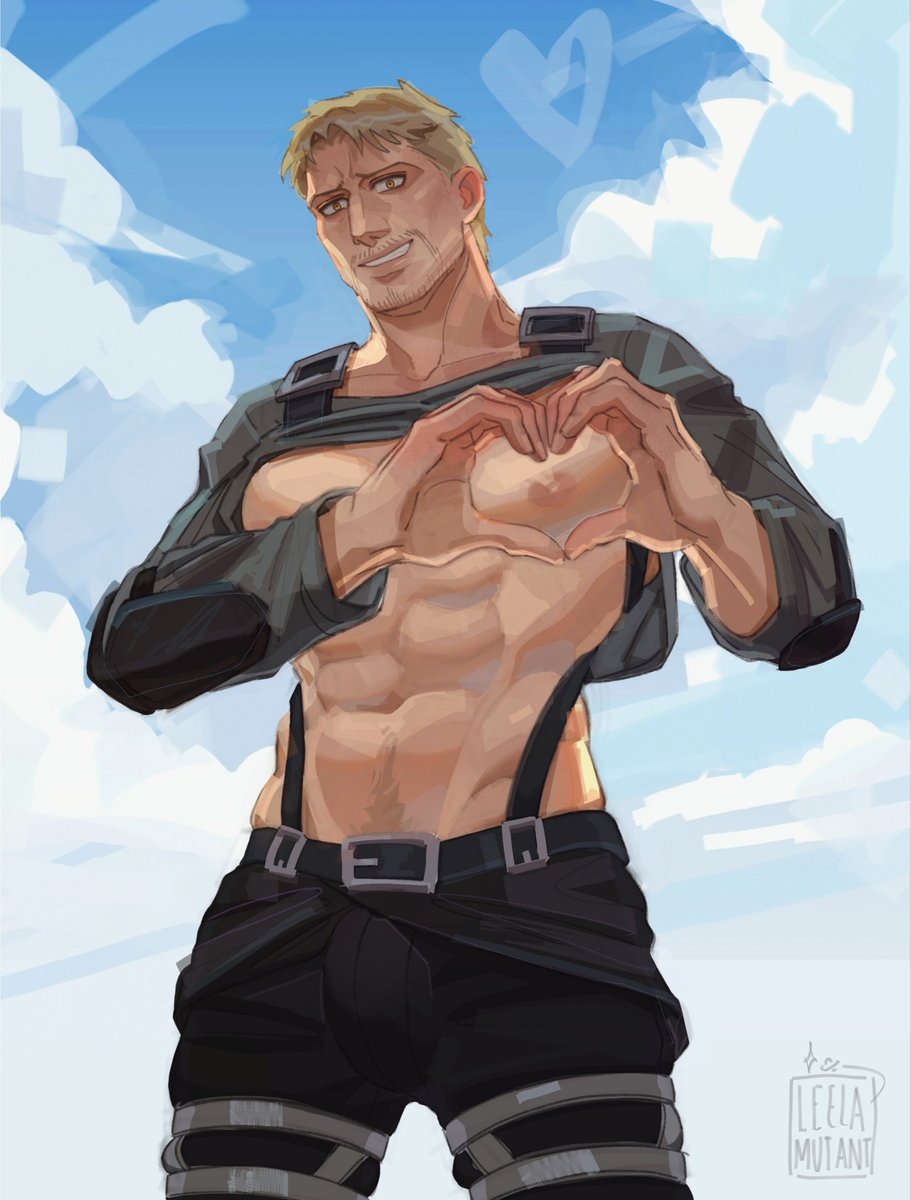 leelamutant2000's tweet photo. Reiner post-Rumbling is sort of shy and not conscious of the feelings he awakens 😌🏞, but for the sake of mankind here you go🫶🍑 #reinerbraun #reiner #aot #hot #fanart https://t.co/QF5QvA7PaO