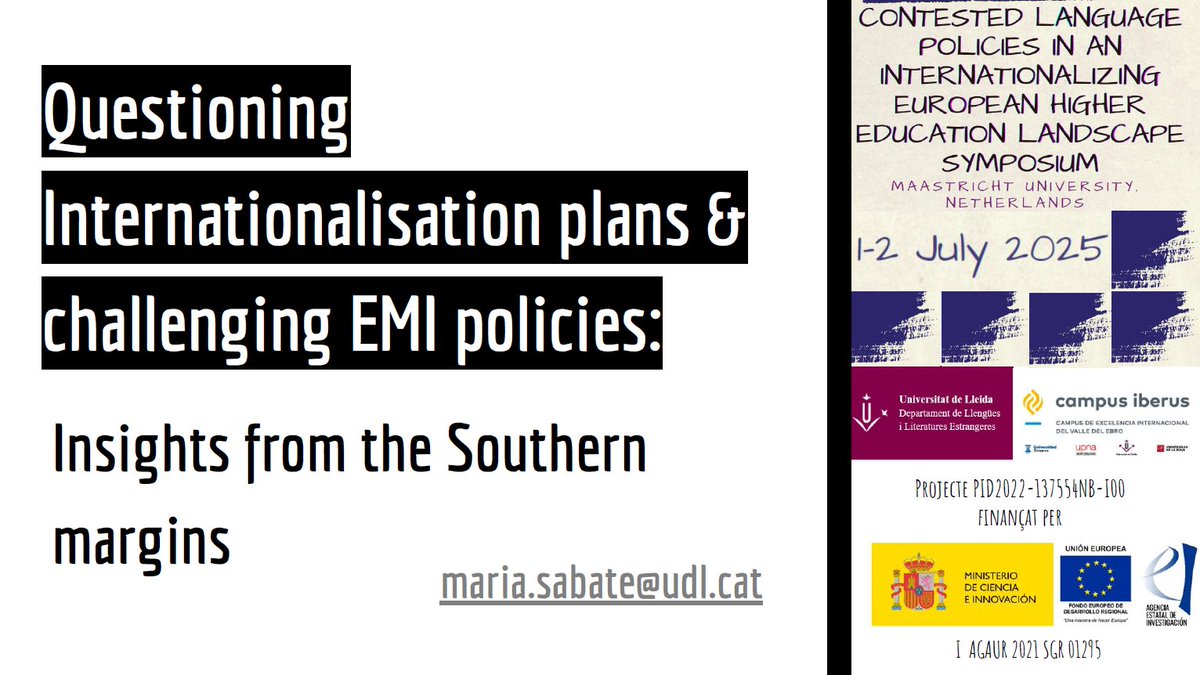 CLA: Cercle de Lingüística Aplicada (@udlcla) on Twitter photo 📅 July 1–2, 2025: Maastricht University with <a href="/OpenUniversity/">The Open University</a> hosts a symposium on contested #LanguagePolicies in European #HigherEd🎤 CLA member Maria Sabaté (<a href="/DalmauSabate/">Maria Sabaté Dalmau</a>) shared insights on internationalisation, #EMI Policies and classroom challenges from Southern Europe 📅 July 1–2, 2025: Maastricht University with <a href="/OpenUniversity/">The Open University</a> hosts a symposium on contested #LanguagePolicies in European #HigherEd🎤 CLA member Maria Sabaté (<a href="/DalmauSabate/">Maria Sabaté Dalmau</a>) shared insights on internationalisation, #EMI Policies and classroom challenges from Southern Europe