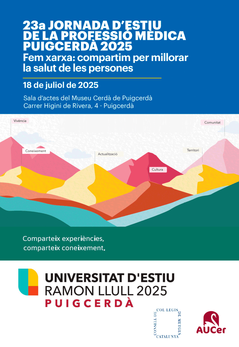 Consell de Col·legis de Metges de Catalunya - CCMC (@ccmc_metgescat) on Twitter photo 🗓️☀️El 18 de juliol us esperem a Puigcerdà per celebrar junts la 23a Jornada d'Estiu de la Professió Mèdica “Fem xarxa: compartim per millorar la salut de les persones”
🔝Comptarem amb l'escriptor <a href="/mariusserra/">Màrius Serra</a> per tancar l'acte.
#Puigcerdà25
ccmc.cat/ca/actualitat/… 🗓️☀️El 18 de juliol us esperem a Puigcerdà per celebrar junts la 23a Jornada d'Estiu de la Professió Mèdica “Fem xarxa: compartim per millorar la salut de les persones”
🔝Comptarem amb l'escriptor <a href="/mariusserra/">Màrius Serra</a> per tancar l'acte.
#Puigcerdà25
ccmc.cat/ca/actualitat/…