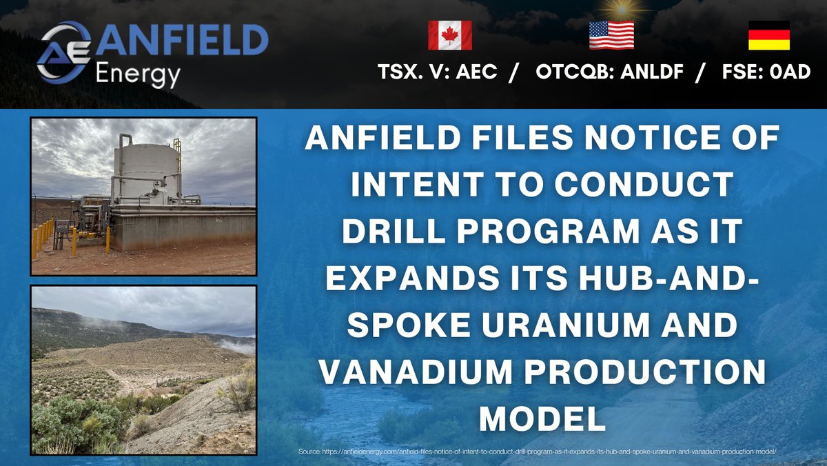 In case you missed the recent news.👇ℹ️📣

Read here:anfieldenergy.com/anfield-files-…

🇨🇦 $aec 🇺🇸 $anldf 🇩🇪 $OAD #uranium #vanadium #exploration #nuclearenergy #mining #Utah #Colorado #NewMexico #stocks