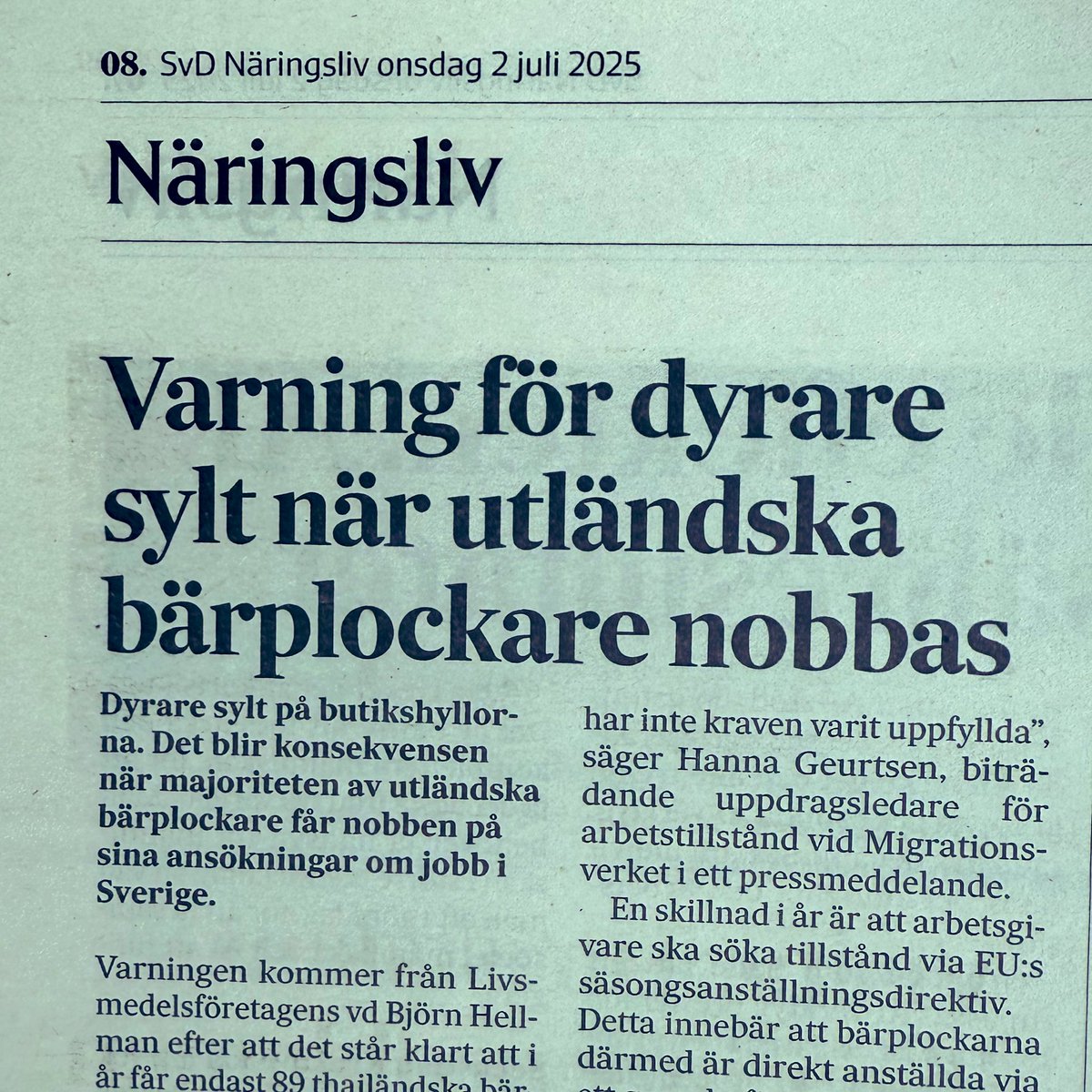 TeodorKoistinen's tweet image. Oförändrade incitament för arbetslösa att ta de jobb som finns i kombination med strypt arbetskraftsinvandring leder bara till… dyrare sylt. Precis vad vi marknadsliberaler sa skulle hända. Det här är samhällsekonomi 1A.