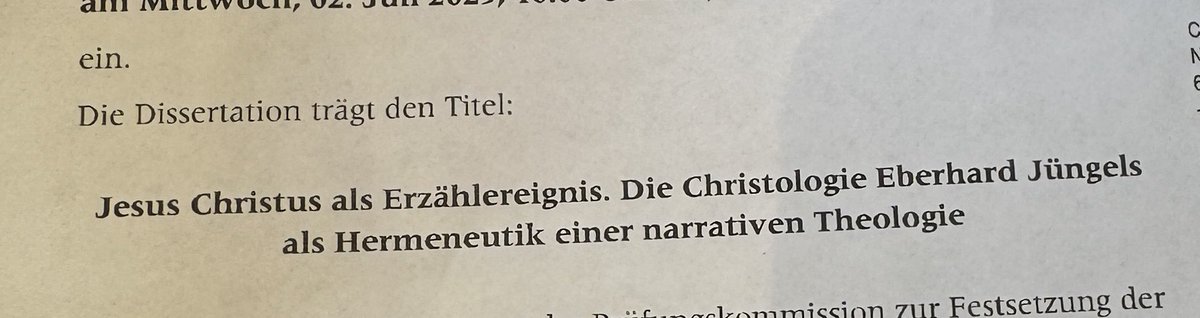 Heute bei der Disputation von Robert M. Jockels Dissertation „Jesus Christus als Erzählereignis. Die Christologie Eberhard Jüngels als Hermeneutik einer narrativen Theologie“ - ein Marburger Thema, das über eine Gießener Mitarbeiterstelle in Frankfurt ankommt. Love it😎