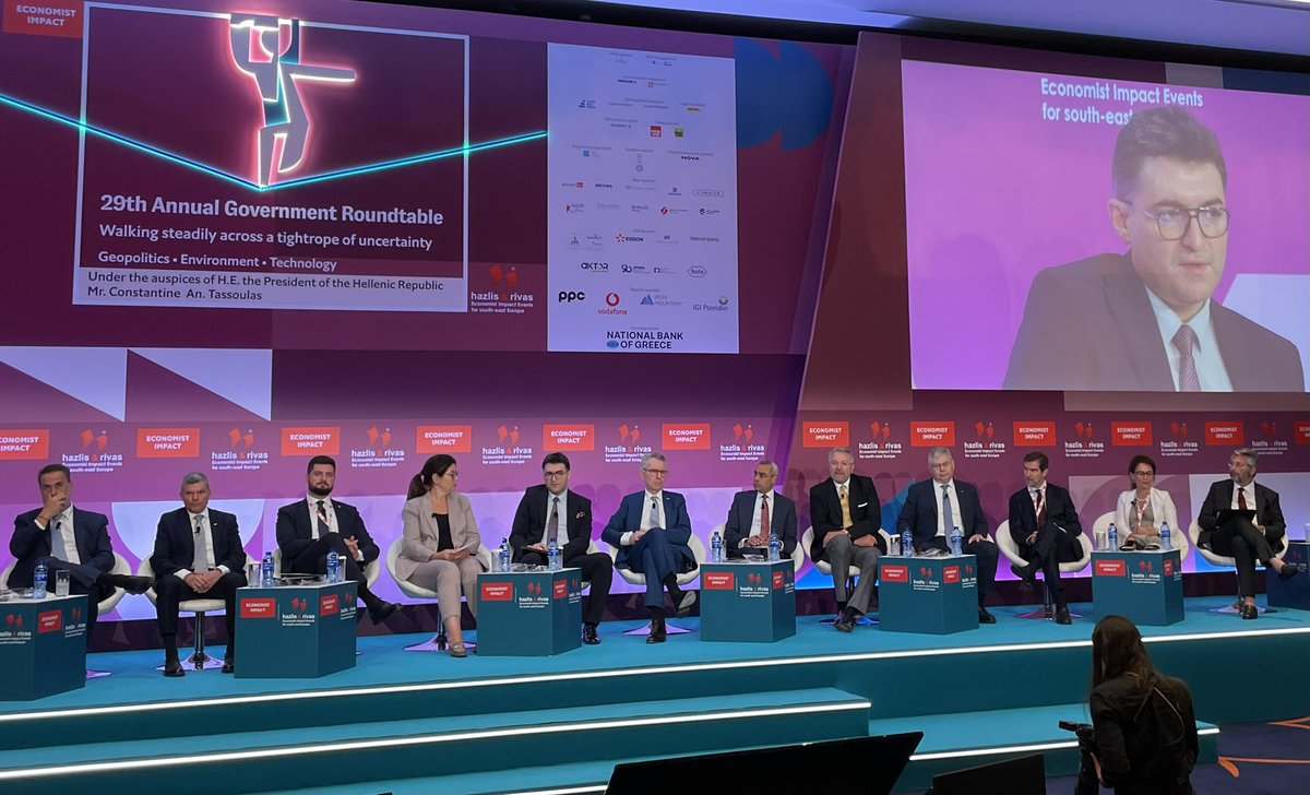 energyinsider's tweet photo. Vital energy interconnections! In #Greece, great panel discussing the role of SE Europe’s #energy corridors, including green energy from #Azerbaijan and of the eastern Mediterranean’s energy resources, including #Cuprus. @GePapanastasiou @geoffpyatt @Osama_Mobarez_ @desfa_gr https://t.co/sBS3UlAEIp