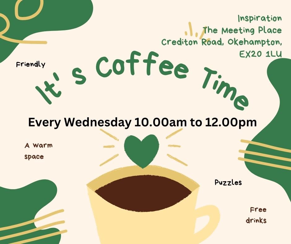 Free coffee and tea (and biscuits) at The Meeting Place this morning in morning. Please come along if you are in Okehampton. It’s always nice to make new friends. Open between 10.00am and 12.00pm. #Okehampton #church #churchestogether