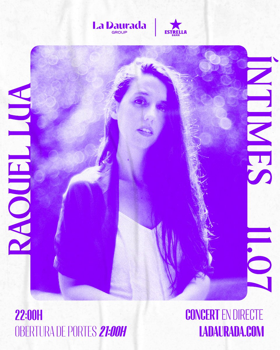 L’11 de juliol, Raquel Lúa en directe al cicle Íntimes de @ladauradaoficial 🌊
Una nit de poesia i emocions davant del mar.
🕙 21 h portes | 22 h concert
🎟️ Entrades a: ladaurada.com
#RaquelLúa #Íntimes #LaDaurada #ConcertAmbÀnima