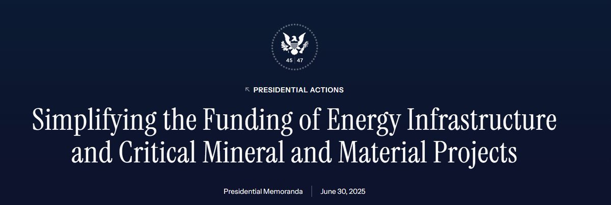 MineralsCorp's tweet image. 🇨🇦 CSE: KCLI | 🇺🇸 OTCQB: APCOF | 🇩🇪 FRA: 2P3
#lithium #potash
ℹ️ On June 30, 2025, President Donald J. Trump signed a Presidential Memorandum aimed at simplifying the funding process for energy infrastructure and critical mineral and material projects.
🟥This memorandum is a…