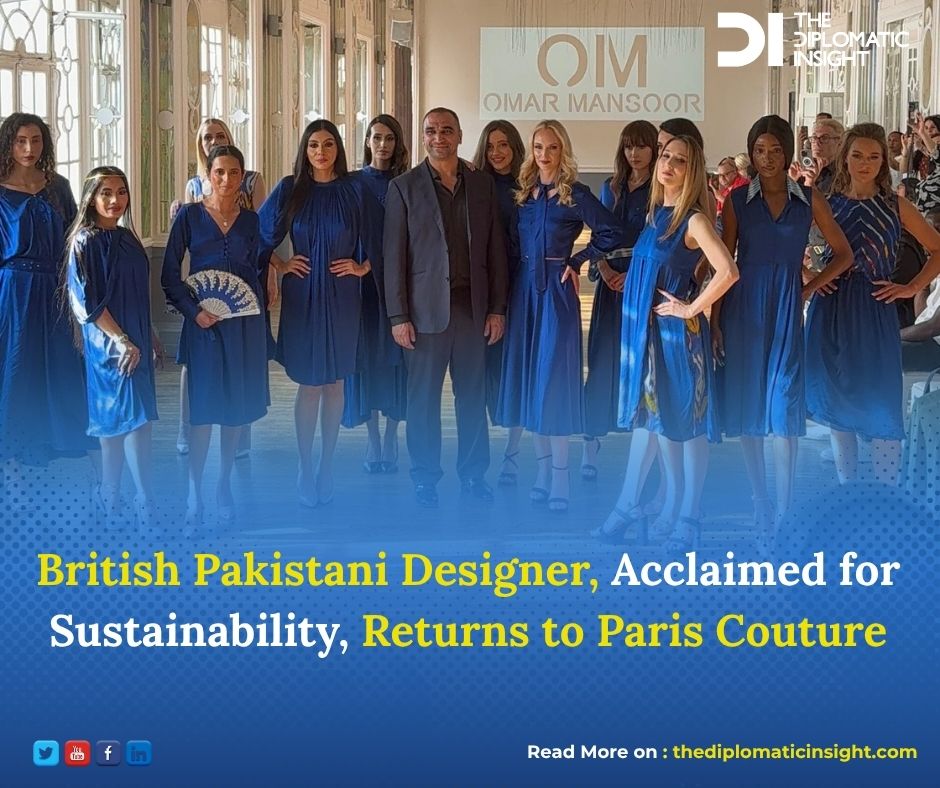 At Paris Couture Week Spring/Summer 2026, British 

Pakistani Designer Omar Mansoor delivered a collection 

that stood apart—not by shouting, but by whispering in 

silk. Titled Lapis Lazuli, the collection was a refined 

homage to heritage, sustainability, and the enduring