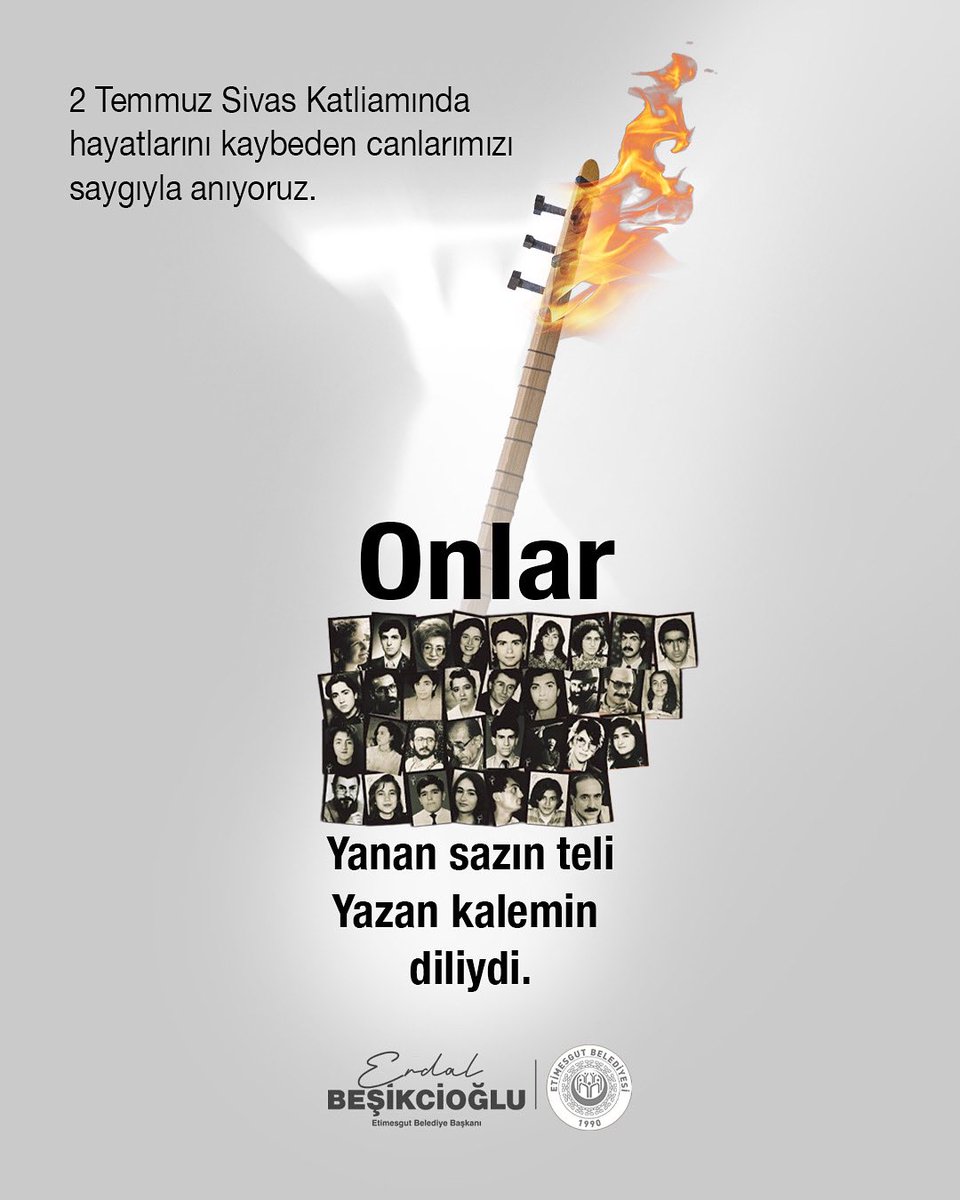 2 Temmuz 1993… Bu toprakların vicdanında açılan derin bir yaradır. Aradan geçen 32 yıla rağmen acımız dinmedi, öfkemiz sönmedi, hafızamız susmadı.
Sivas’ta yitirdiğimiz canları saygı ve özlemle anıyor, adaletin hâlâ yerini bulmadığını haykırıyoruz.
Bu millet, karanlığa karşı