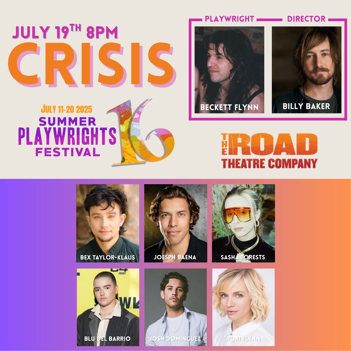 roadtheatre's tweet photo. "Crisis" by Beckett Flynn, dir. Billy Baker
Sat, July 19 @ 8pm 💥
Clarence, a transmasc addict on the run, just stole $10K—and a bullet just shattered his window. Chaos, secrets, and survival collide in this raw, darkly funny thrill ride.
🎟's: https://t.co/jNO1TbiX6o https://t.co/GiFAui06c3