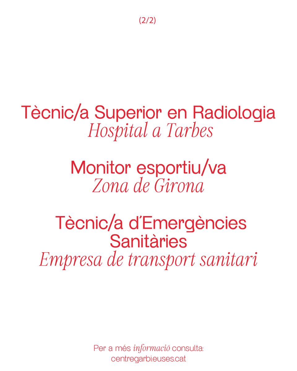 CentreGarbi's tweet photo. 🏋️ Busques feina o vols fer un canvi professional? Al Centre Garbí Alumni tenim oportunitats que t’estan esperant!

Més informació a la nostra web! 

#OfertesLaborals #CentreGarbíAlumni #FuturProfessional #EUSES https://t.co/oLvAcItkMv