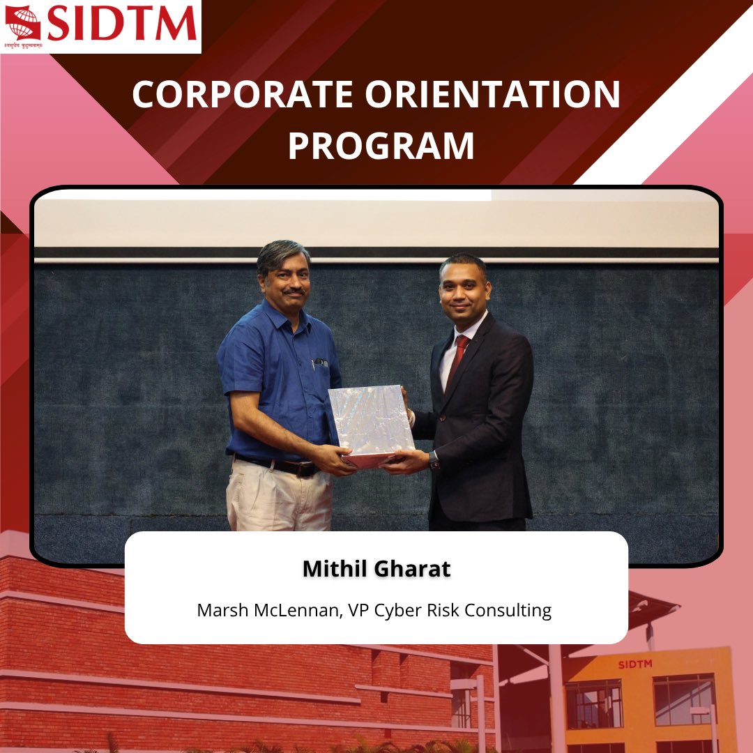 SIDTM (@symbiosis_sidtm) on Twitter photo At SIDTM Pune’s Industry Leaders Conclave, Mr. Mithil Gharat, VP – Cyber Risk Consulting at Marsh McLennan (India, MEA), spoke on cyber risk, urging students to stay aware, embrace discomfort and build resilience for future leadership.
<a href="/symbiosistweets/">Symbiosis International (Deemed University)</a>
#SIDTM
#Digital
#Telecom At SIDTM Pune’s Industry Leaders Conclave, Mr. Mithil Gharat, VP – Cyber Risk Consulting at Marsh McLennan (India, MEA), spoke on cyber risk, urging students to stay aware, embrace discomfort and build resilience for future leadership.
<a href="/symbiosistweets/">Symbiosis International (Deemed University)</a>
#SIDTM
#Digital
#Telecom