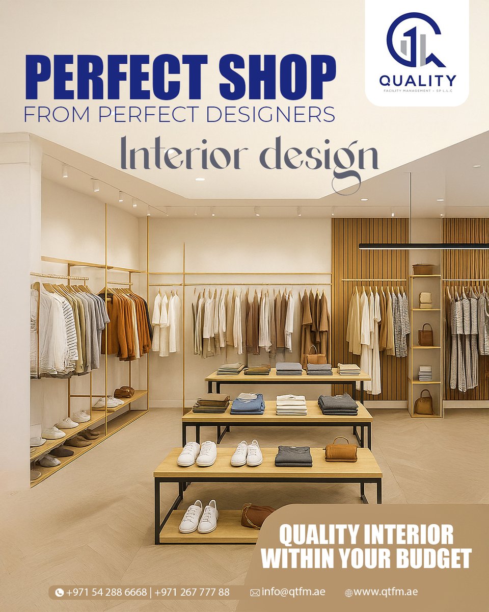 quality_facilit's tweet image. Elevate your retail space with our expert interior design and build services tailored for modern shops and showrooms. 

 For More details: 
☎️ +971 26777788  +971 542886668
🌐 qtfm.ae
 ✉️ info@qtfm.ae

#QTFM #QualityFacilityManagement #Interior #ShopInteriors