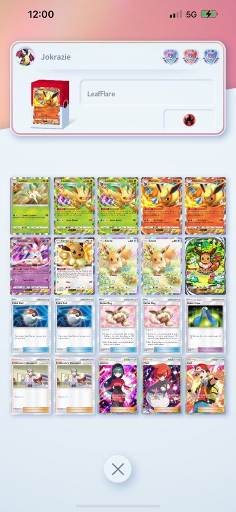 Another day of climbing, got to 1928 points and found a bit more consistency (and less frustration) in Leafeon/Flareon 

#PokemonTCGPocket