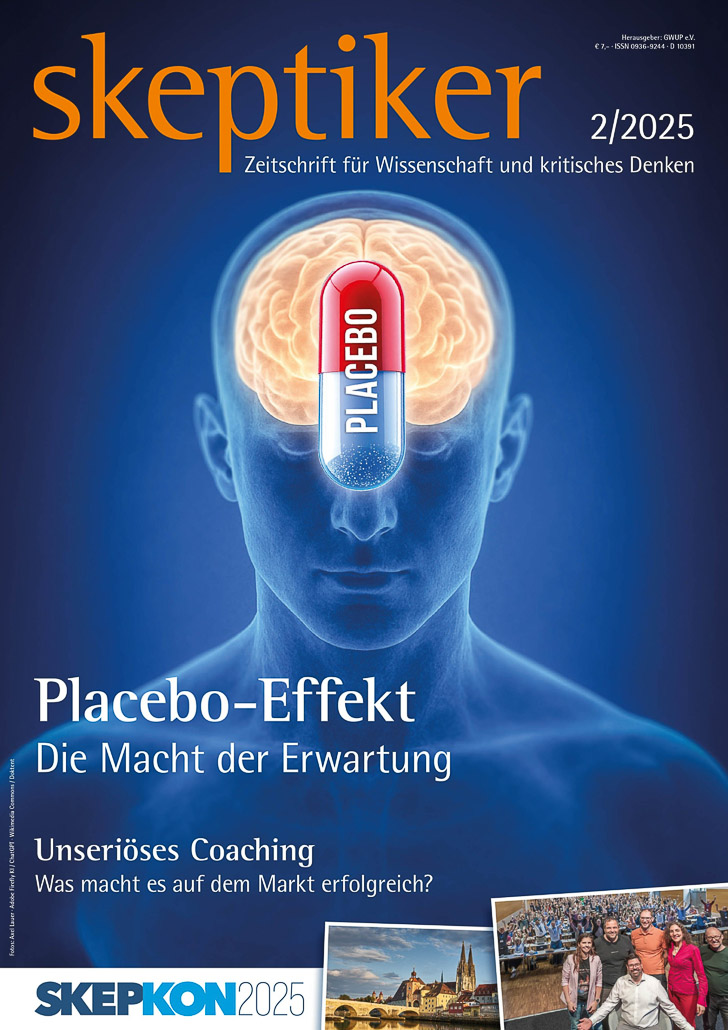 Der neue #SKEPTIKER ist erschienen! 🗞️ 

Und das sind die Themen in Ausgabe 2/2025:

💊 Placebo: Der Effekt der Erwartung.

Selbst bei Medikamenten ohne Wirkstoff kommt es vor, dass Patienten einen Effekt spüren: Solche #Placebos zeigen, wie sehr unsere Erwartung den Erfolg einer