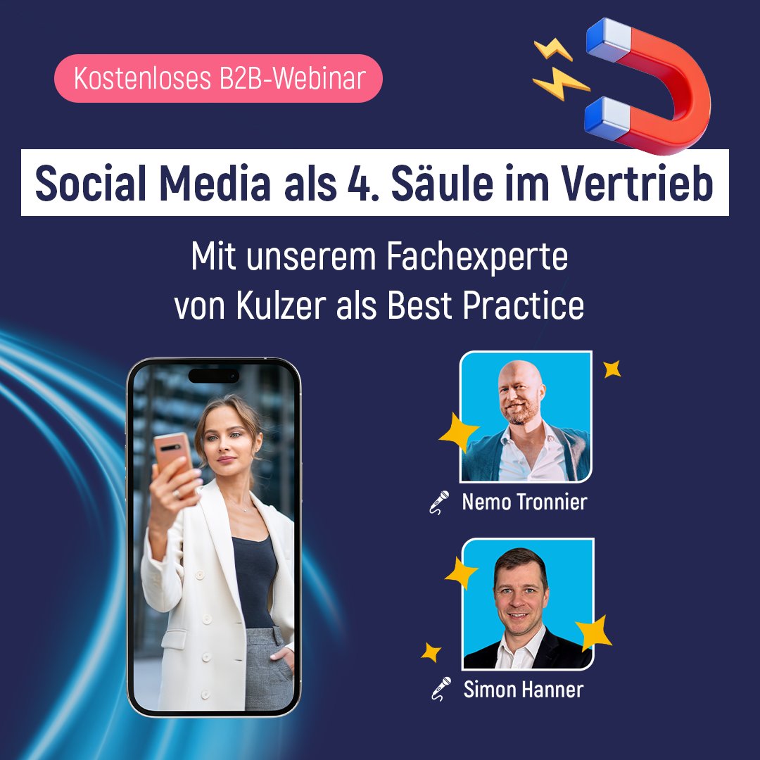 Social Media als Vertriebskanal im B2B?
📅 Kostenloses Live-Webinar, diesen Freitag 04.07. 11 Uhr  
Mit Vertriebsleiter DACH bei Kulzer, Simon Hanner, und meiner Wenigkeit.

✔️ Quali-Leads durch Social Ads  
✔️ Interne Transformation, die wirklich greift

social-dna.de/b2b-leads-webi…