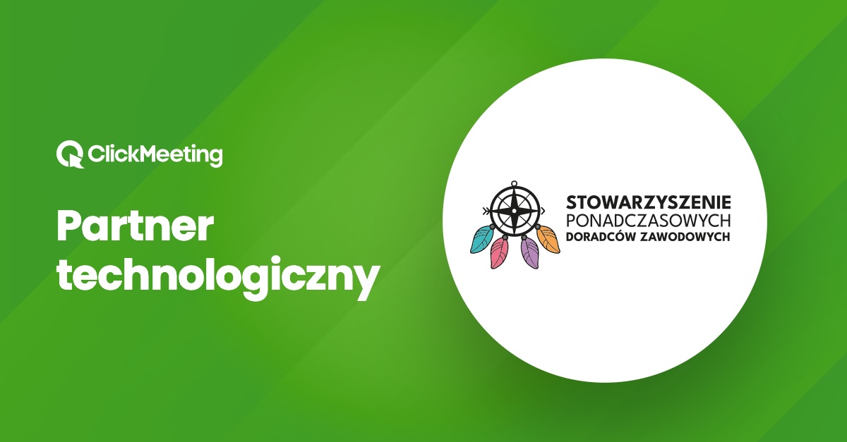 🔥 Z wielką przyjemnością informujemy, że jesteśmy Partnerem Technologicznym Stowarzyszenie Ponadczasowych Doradców Zawodowych!
💚 Dziękujemy za zaufanie!

#clickmeetingpomaga