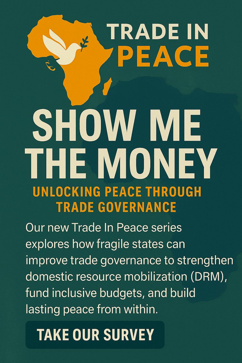 Axel M. Addy (@axeladdy) on Twitter photo 📢 New <a href="/TradeInPeace/">Trade In Peace</a> series:
Show Me the Money – Unlocking Peace Through Trade Governance
Can #tradegov unlock #DRM in fragile states and fund peace from within?
📖 Read: tradeinpeace.substack.com/p/show-me-the-…
🗳️ Survey: surveymonkey.com/r/3263LBN
#AfCFTA #Peacebuilding #PublicFinance 📢 New <a href="/TradeInPeace/">Trade In Peace</a> series:
Show Me the Money – Unlocking Peace Through Trade Governance
Can #tradegov unlock #DRM in fragile states and fund peace from within?
📖 Read: tradeinpeace.substack.com/p/show-me-the-…
🗳️ Survey: surveymonkey.com/r/3263LBN
#AfCFTA #Peacebuilding #PublicFinance