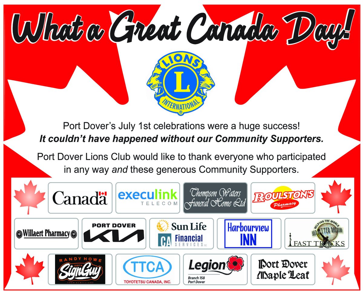 Wasn't that a Canada Day to remember?
We couldn't do without our great sponsors, thanks to all of them.