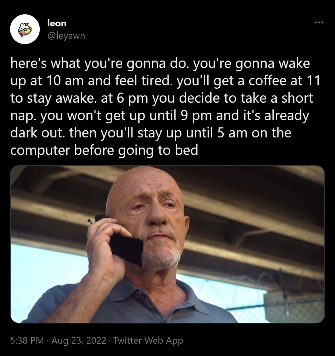 До меня только дошло, что каждый раз когда мне нужно объяснить ChatGPT что нужно сделать я звучу как Майк Эрмантраут из Breaking Bad