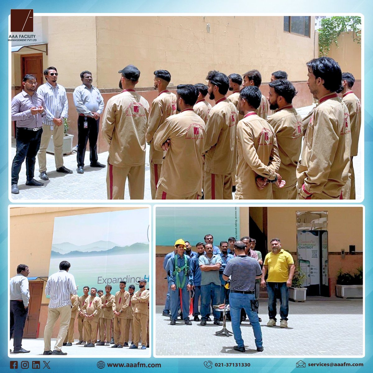 AAAFMPvtLtd's tweet photo. Empowering Our Team with Practical Skills!
A hands-on session covering safety, tools handling, work at height & site cleanliness to ensure safe and efficient facility operations.
#AAAFacilityManagement #SafetyFirst #TeamEmpowerment #FacilityManagement #WorkplaceSafety https://t.co/QcXEmvgxcg