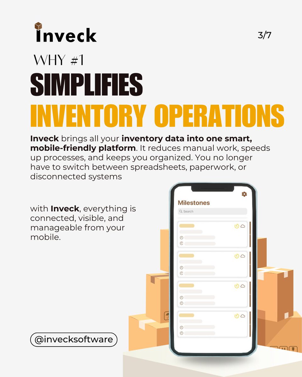 Inveck1's tweet photo. Still juggling inventory the old-fashioned way?
Make the smart move to Inveck — a mobile-first inventory solution designed to meet real business demands.
✅ Streamline your operations
✅ Minimize stock mistakes
✅ Compatible with iOS &amp; Android
✅ Get intelligent, real-time report https://t.co/L3eRgmlMyp