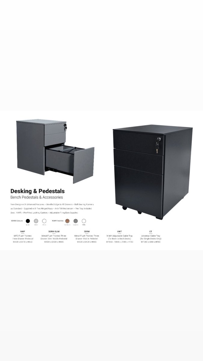 Office Interiors (@officeinterior5) on Twitter photo Metal flush fronted 3 drawer mobile pedestals, standard width and slimline options all in stock, white, silver and black, complete with pen tray. Anti-tilt and comes with pre-fitted castors. Also MFC versions in White, ABW and Grey in stock.📧 sales@officeinteriorswholesale.co.uk Metal flush fronted 3 drawer mobile pedestals, standard width and slimline options all in stock, white, silver and black, complete with pen tray. Anti-tilt and comes with pre-fitted castors. Also MFC versions in White, ABW and Grey in stock.📧 sales@officeinteriorswholesale.co.uk