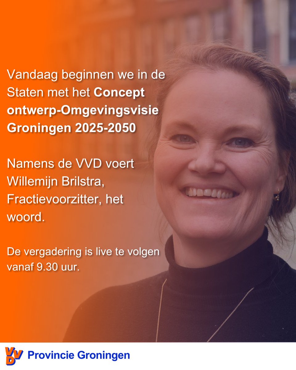 Vandaag beginnen we in de Staten met het Concept ontwerp-Omgevingsvisie Groningen 2025-2050

Namens de VVD voert Willemijn Brilstra, Fractievoorzitter, het
woord.

De vergadering is live te volgen vanaf 9.30 uur: groningen.stateninformatie.nl/live