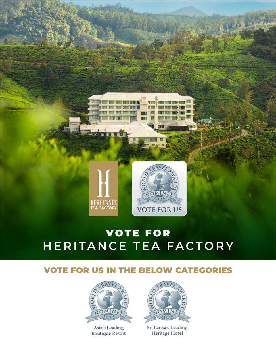 Vote for Heritance Tea Factory in the World Travel Awards! We have been nominated for 'Asia's Leading Boutique Resort' and 'Sri Lanka's Leading Heritage Hotel'.

How to vote:
1. First register
2. Go to your email inbox for the verification message. Click ‘verify your email’.
3.