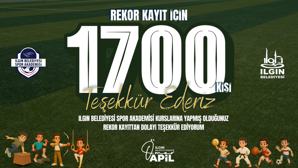 Ilgın Belediyesi Spor Akademisi Kurslarımıza rekor bir katılımla 1700 başvuru aldık.

Kursiyerlerimizin hepsine ayrı ayrı teşekkür ediyorum.

Kurslarda görüşmek dileğiyle... 😉