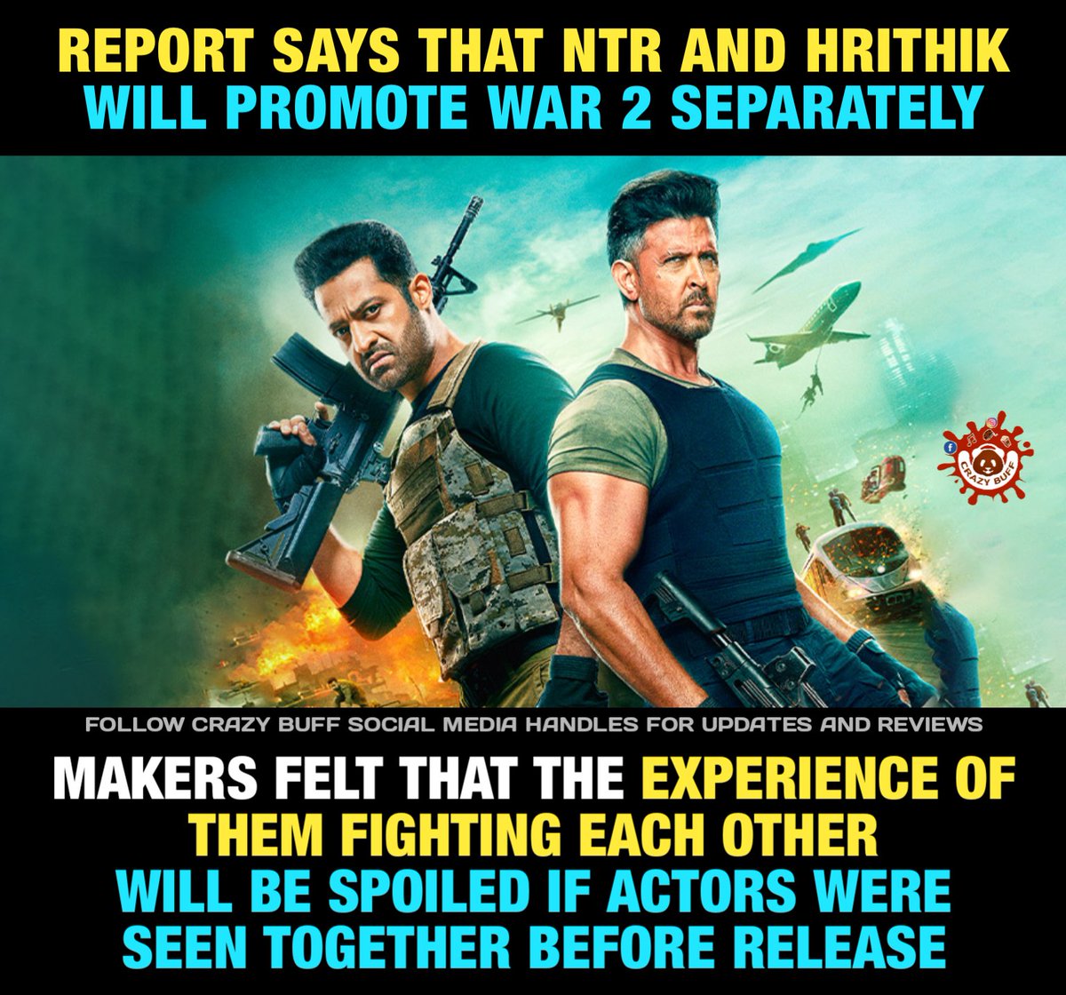 #NTR &amp; #HrithikRoshan will promote #War2 separately 

#JrNTR #KiaraAdvani
