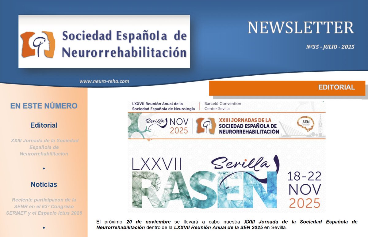 Presentamos la última edición de nuestra newsletter  - julio 2025.

En ella encontrarán información novedosa de nuestra próxima Jornada, actividades futuras en neurorrehabilitación y una interesante reseña sobre la migraña y el ictus, entre otros.

neuro-reha.com/214-newsletter…