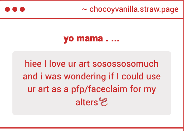 chocoyvanilla's tweet image. 1. unfortunately no :,))
2. ermerm erm, yaa i think so just pls keep in mind be respectful of my ocs duh :p ty for asking first :))