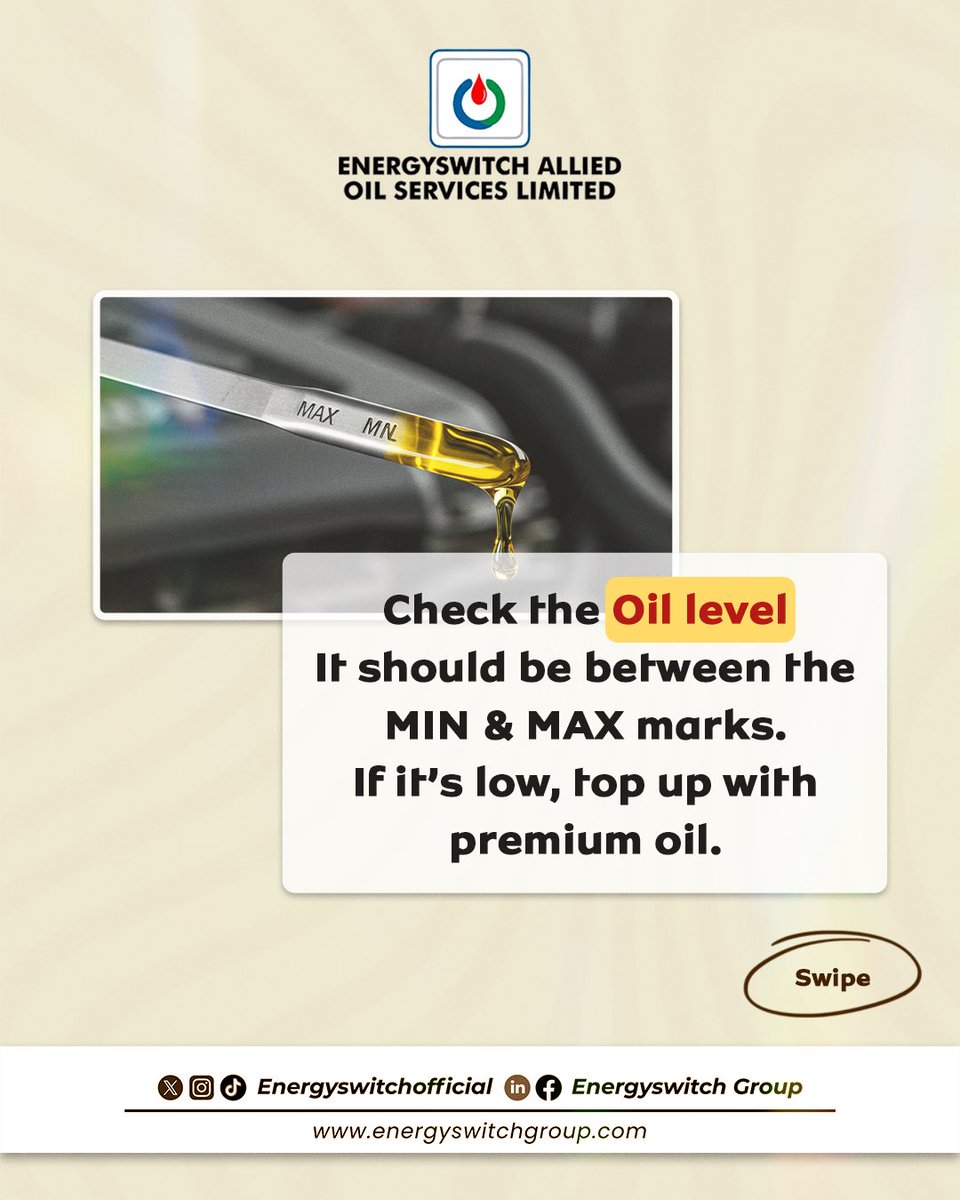 Energyswitchoil's tweet photo. Keep your engine running smoothly! 🛠️ Learn the simple step-by-step way to check your car’s engine oil like a pro and avoid costly repairs.
#CarCare #EngineOilCheck #DIYCarMaintenance https://t.co/X1S3KKX0jV
