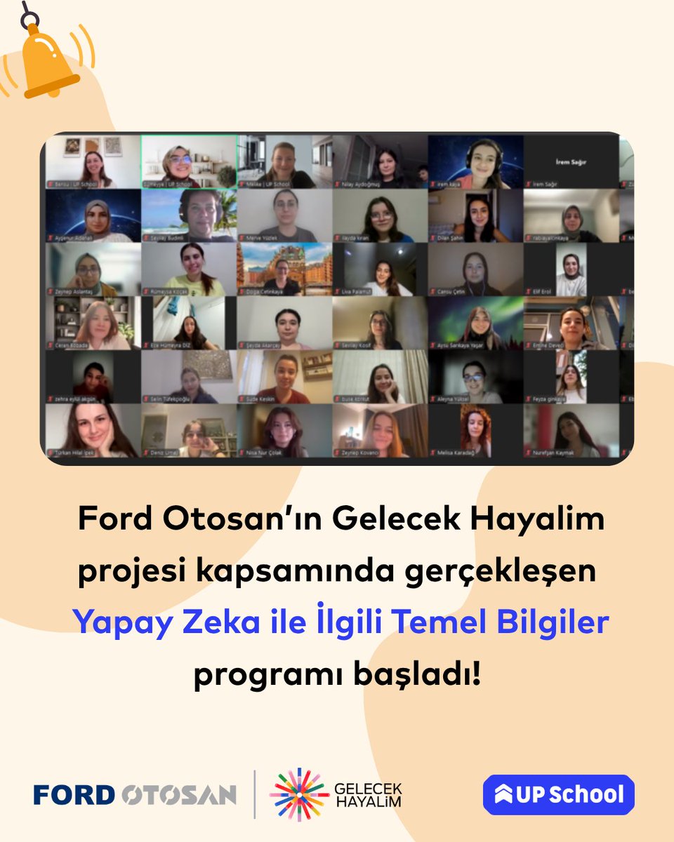 UP School (@upschoolio) on Twitter photo Yapay zeka eğitimleri UP School’da hız kesmiyor! 🚀
<a href="/fordotosan/">Ford Otosan</a> Gelecek Hayalim projesi kapsamında gerçekleştirdiğimiz Yapay Zeka ile İlgili Temel Bilgiler eğitimimiz başladı! 🎉
Öğrencilerimiz, AI teknolojilerinin dönüştürücü rolünü keşfedecek. 🤖 ✨ Yapay zeka eğitimleri UP School’da hız kesmiyor! 🚀
<a href="/fordotosan/">Ford Otosan</a> Gelecek Hayalim projesi kapsamında gerçekleştirdiğimiz Yapay Zeka ile İlgili Temel Bilgiler eğitimimiz başladı! 🎉
Öğrencilerimiz, AI teknolojilerinin dönüştürücü rolünü keşfedecek. 🤖 ✨