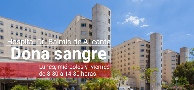 Dona sangre en #Alicante
📌 Hospital Dr. Balmis

No esperes a una situación de emergencia, la sangre tiene que estar disponible diariamente en los hospitales.
#DonaSangre con regularidad también en #verano.

👉 Anímate a salvar vidas, únete a #LaFábricadelaVida❤