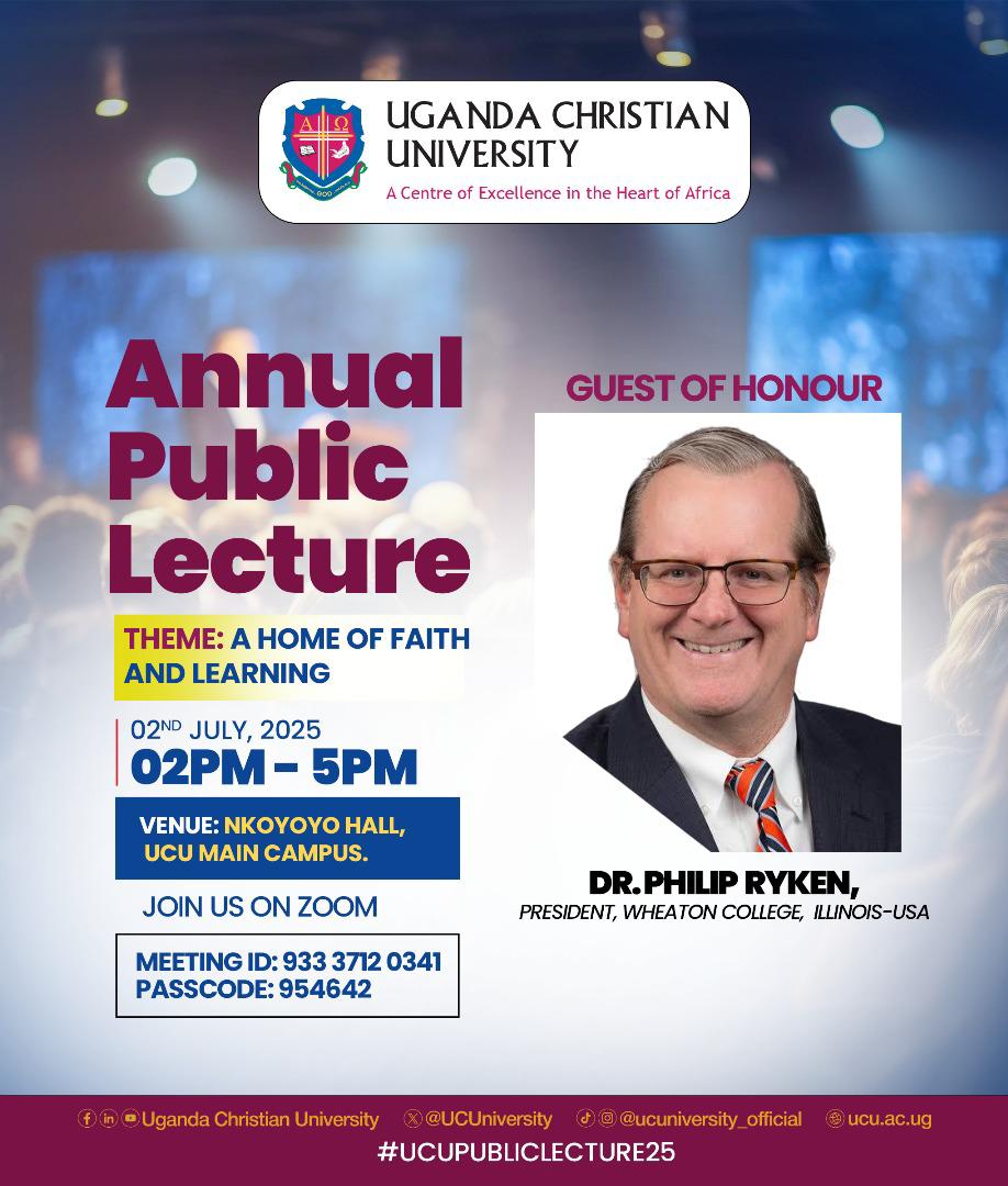 UCU-eLearning (@ucuelearning) on Twitter photo As we count down to <a href="/UCUniversity/">Uganda Christian University (Official)</a>βs 26th Part 1 Graduation Ceremony this Friday, excitement builds!
Join the Annual Public Lecture today themed "A Home of Faith and Learning" featuring Dr. Philip Ryken, President of Wheaton College (USA).
Inspiring minds, shaping futures! As we count down to <a href="/UCUniversity/">Uganda Christian University (Official)</a>βs 26th Part 1 Graduation Ceremony this Friday, excitement builds!
Join the Annual Public Lecture today themed "A Home of Faith and Learning" featuring Dr. Philip Ryken, President of Wheaton College (USA).
Inspiring minds, shaping futures!
