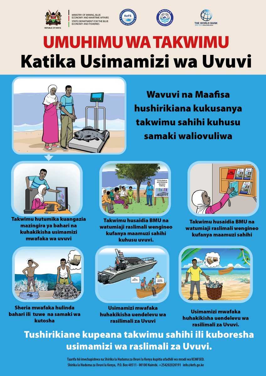 Takwimu sahihi ni msingi wa uvuvi endelevu!🐬🐙
Uvuvi ni chanzo muhimu cha riziki kwa jamii zetu za pwani.
Tunawashukuru wavuvi wote wanaoshirikiana na BMUs na maafisa kukusanya takwimu sahihi za shughuli za uvuvi. 👋
#UvuviEndelevu #SustainableFisheries #KEMFSED